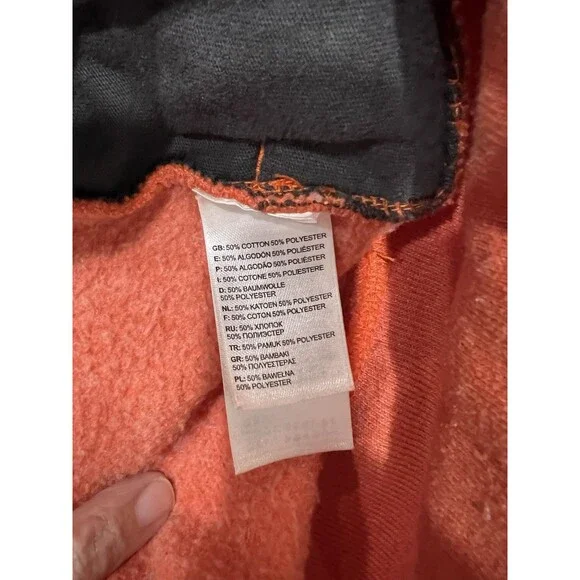 NORTH FACE Men's Medium Orange Hoodie Sweatshirt Outdoors Nature - Picture 4 of 9